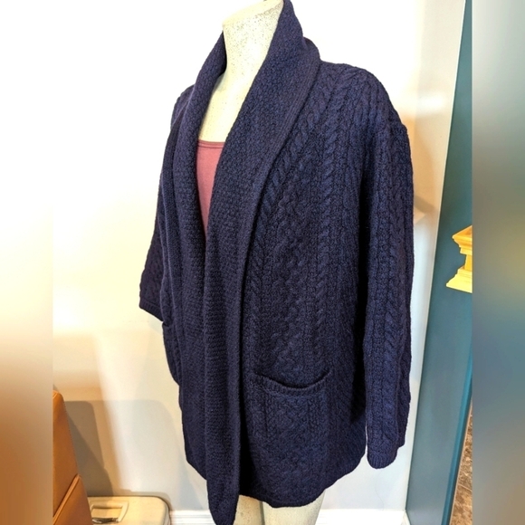 Aran Crafts 100% Merino Wool Open Front Cardigan Sweater Sz XXL Made In Ireland - Picture 3 of 17